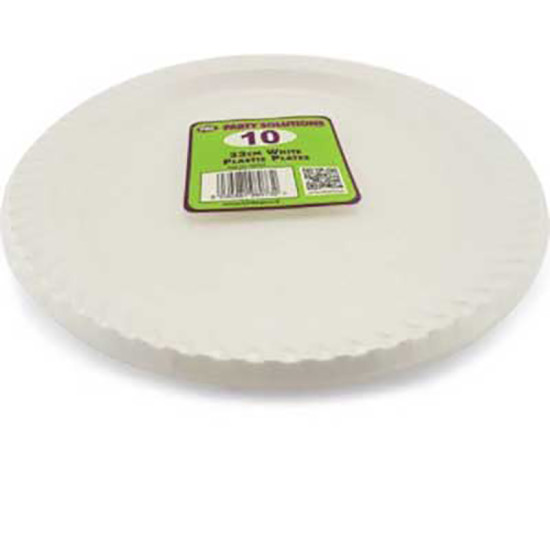 23cm PLASTIC PLATES WHITE 10pk