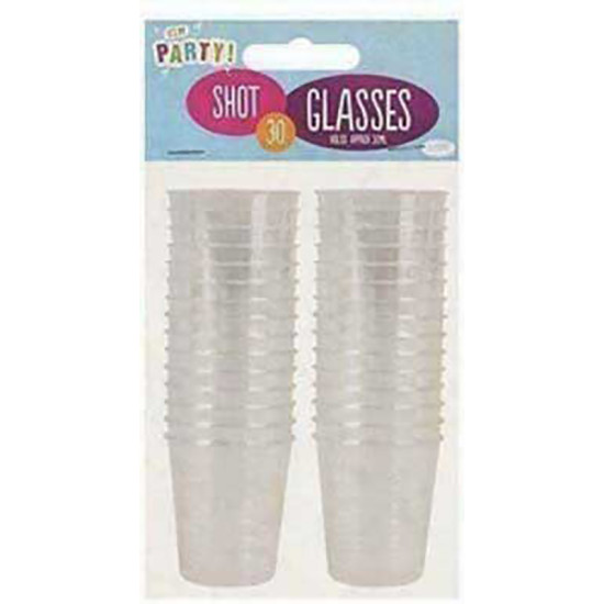 DISPOSABLE PLASTIC SHOT GLASSES - 30 PACK