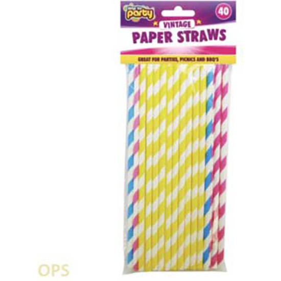 PAPER STRAWS 40pk CLIPSTRIP