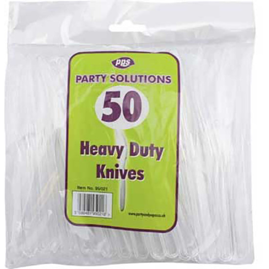 CUTLERY HEAVY DUTY PLASTIC KNIVES CLEAR 50pc