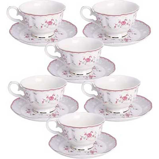 145 FLOWER PRINTED TEA CUPS SET 6pcs