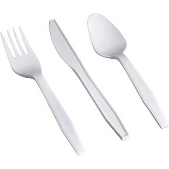 CUTLERY KNIVES PLASTIC WHITE 100pcs