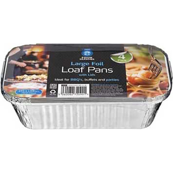 4pk LARGE FOIL LOAF CONTAINERS WITH LIDS