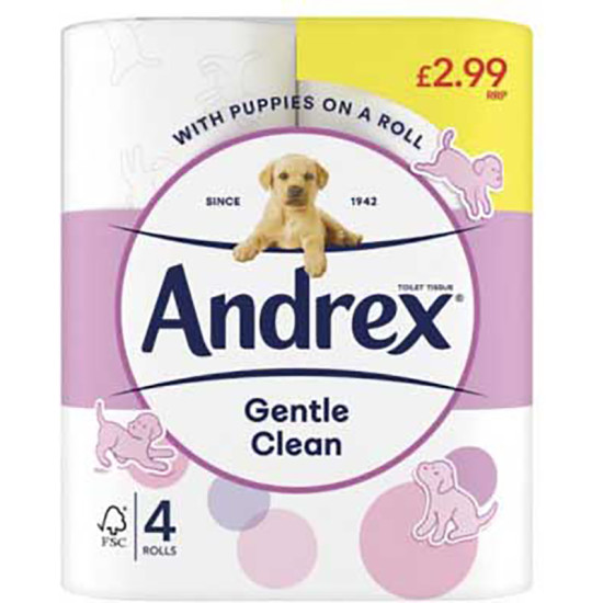 ANDREX TOILET ROLL - GENTLE CLEAN 4pk PM ¬£2.99