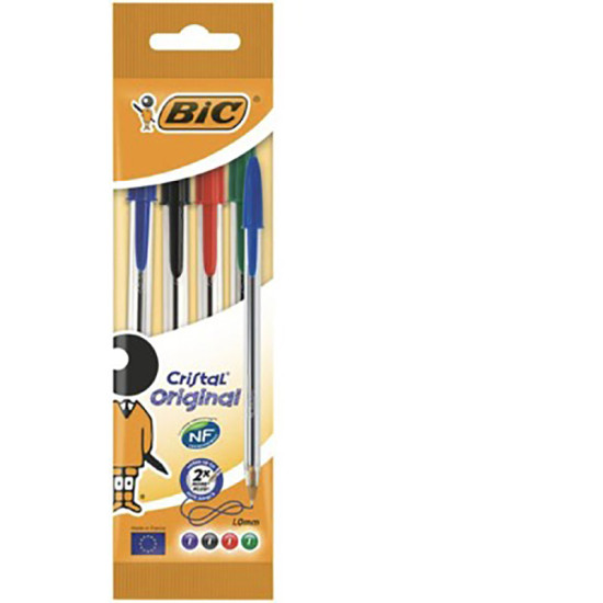 BIC PENS CRISTAL **4PK** ASSORTED