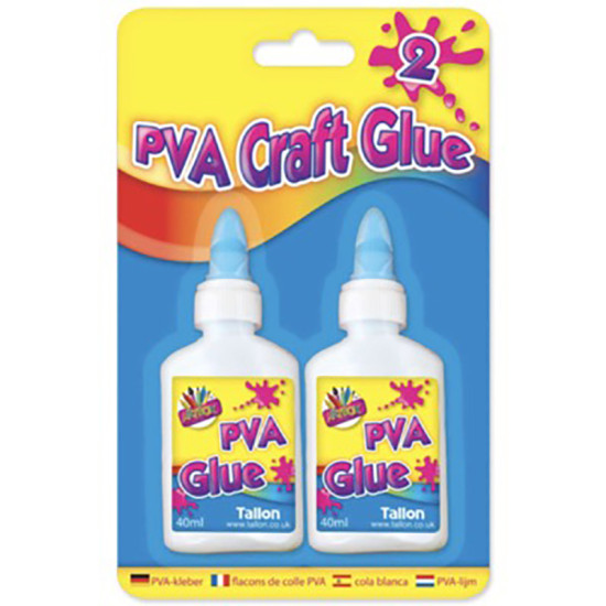 2x40ml WHITE PVA GLUE BOTTLES